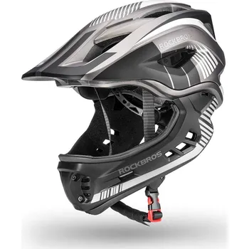 Cyklistická přilba Dětská cyklistická helma Rockbros TT-32SBTG-M s odnímatelnou bradou, velikost M - šedá
