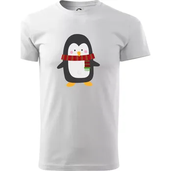 Pánské tričko Tučňák se šálou - Triko extra velké (5-8XL) - 8XL ( Bílá )