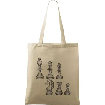 Nákupní taška Šachové figurky kreslené - Taška bavlněná - 42 x 38 cm ( Naturální )