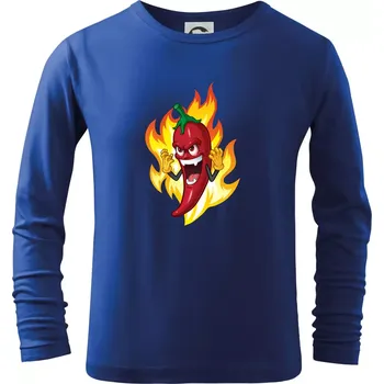 Chlapecké tričko Chili paprička velmi pálivá - Triko dětské Long Sleeve - 122 cm/6 let ( Královská modrá )