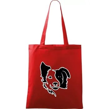 Nákupní taška Border kólie obrys hlavy - Taška bavlněná - 42 x 38 cm ( Červená )