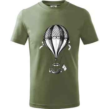 Chlapecké oblečení Horkovzdušný balón kreslený - Tričko dětské bavlněné - 98 cm / 2 roky ( Khaki )