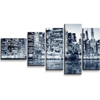 Obraz Sablio Obraz - 5-dílný Noční New York - 100x60 cm