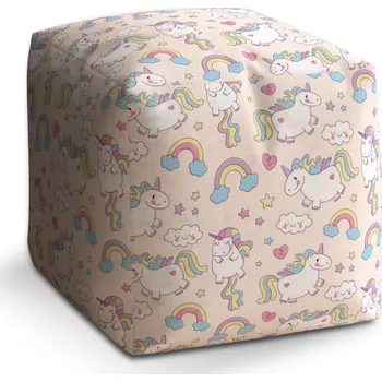 Taburet Sablio Taburet Cube Jednorožci: 40x40x40 cm