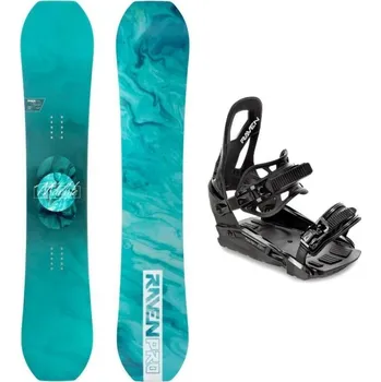 Snowboarding Raven PRO Marble Carbon Mint dámský snowboard + Raven S230 Black vázání 153 cm + vázání S/M (EU 37-42) + DÁREK + Doprava ZDARMA