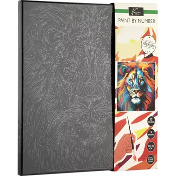 Grafix Malování podle čísel lev 30 x 30 cm černé plátno