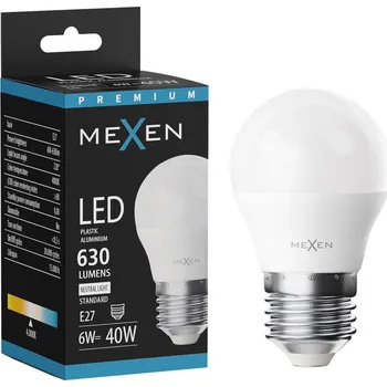 Žárovka Mexen Nova LED žárovka E27, G45, 6W, Neutrální - 4000K, 630 lm - L101-E27-0640-01 Żarówki LED