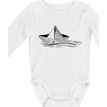 Letní romance - papírová loďka - Body kojenecké s dlouhým rukávem - Dlouhý r. 6-12 měs ( Bílá )