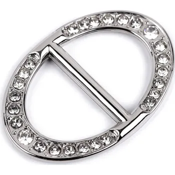 Designová spona s broušenými kamínky průvlek 19 mm, velké, crystal nikl