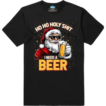 Pánské tričko Pánské tričko Ho Ho Holy Shit! Potřebuju Pivo (Velikost: L, Barva: Černá)