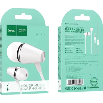 Sluchátka HOCO univerzální sluchátka M34 s mikrofonem 3,5mm jack Barva: Bílá