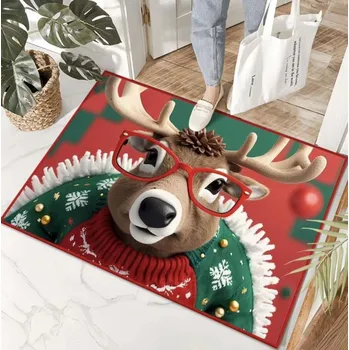 Rohožka Vánoční koberec s veselým sobem Šířka: 60 cm | Délka: 90 cm