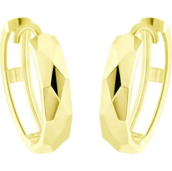 Náušnice GEMMAX Zlaté náušnice kruhy Ø 15 mm broušené – zlatý šperk ryzosti 585/1000 v Dárkovém balení s Certifikátem GLEYN-15-03135