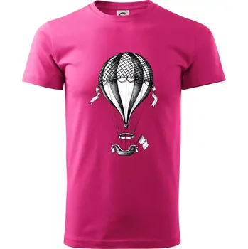 Pánské tričko Horkovzdušný balón kreslený - Klasické pánské triko vyšší gramáže - M ( Purpurová )