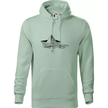 Pánská mikina Letní romance - papírová loďka - Mikina pánská Cape s kapucí - 5XL ( Sage )