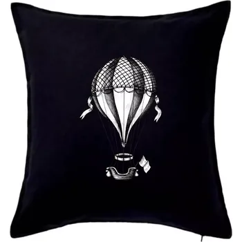 Polštář Horkovzdušný balón kreslený - Polštář 50x50 - 50x50 - Pouze potah ( Černá )