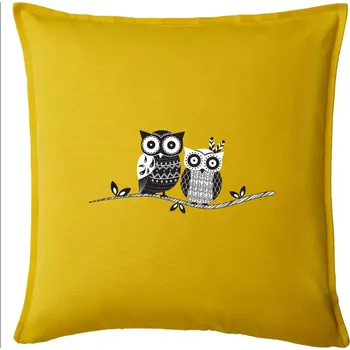 Polštář Dvě sovy abstraktní - Polštář 50x50 - 50x50 - Pouze potah ( Žlutá )