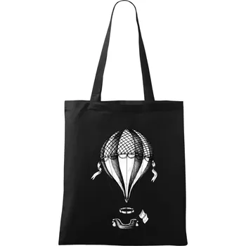 Nákupní taška Horkovzdušný balón kreslený - Taška bavlněná - 42 x 38 cm ( Černá )
