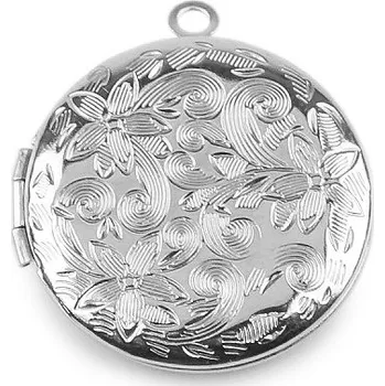 Přívěsek Medailonek rozevírací oválný, kulatý zdobený z nerezové oceli Varianta: 2 platina, Balení: 1 ks