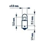 Žárovka 12V 4W BA9s T4W, náhrada NARVA