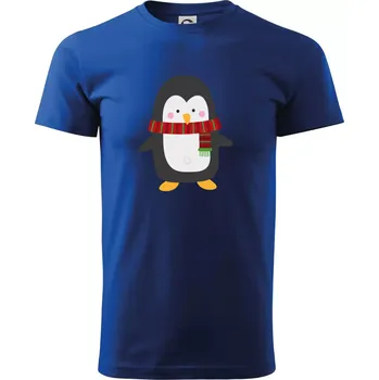 Pánské tričko Tučňák se šálou - Triko extra velké (5-8XL) - 6XL ( Královská modrá )