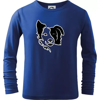 Chlapecké tričko Border kólie obrys hlavy - Triko dětské Long Sleeve - 122 cm/6 let ( Královská modrá )