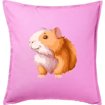 Polštář Morče - kreslené, bílo oranžové - Polštář 50x50 - 50x50 - Pouze potah ( Růžová )