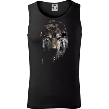 Vlk indián se sluchátky - Tílko pánské Core - S ( Černá )