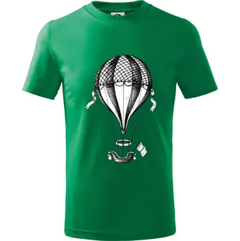 Chlapecké tričko Horkovzdušný balón kreslený - Tričko dětské bavlněné - 98 cm / 2 roky ( Středně zelená )