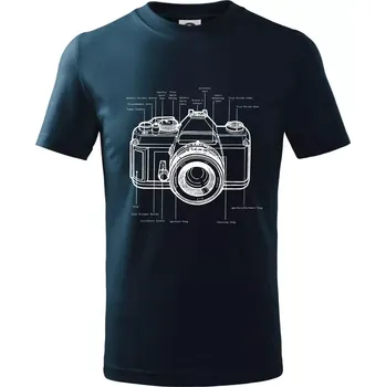 Chlapecké tričko Nákres starý fotoaparát - Tričko dětské bavlněné - 98 cm / 2 roky ( Námořní modrá (velmi tmavá - téměř černá) )