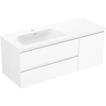 Koupelnový nábytek Mexen Orio koupelnová skříňka 120 cm s umyvadlem Vela vlevo, 2S, 1D, bílá matná - 91A13-12047-3-BBFFFF01-W23L01 Skříňky s umyvadlem