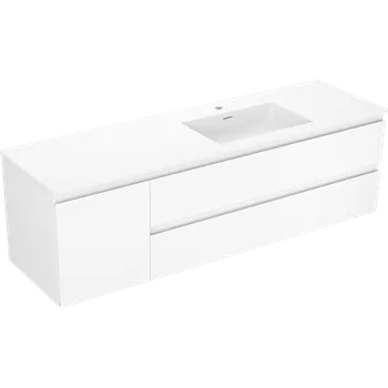Koupelnový nábytek Mexen Orio koupelnová skříňka 160 cm s umyvadlem Otis pravá, 2S, 1D, bílá mat - 91A13-16047-3-BBFFF01-W18P01 Skříňky s umyvadlem