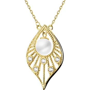 Náhrdelník Zlatý náhrdelník s perlou a zirkony - AP543-9236