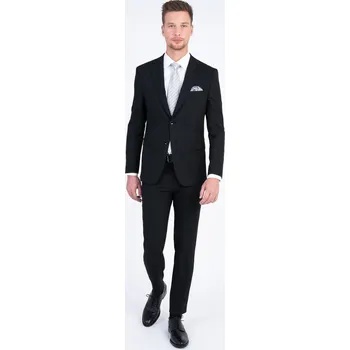 Pánský oblek Černý strečový oblek V přiléhavém střihu 192597