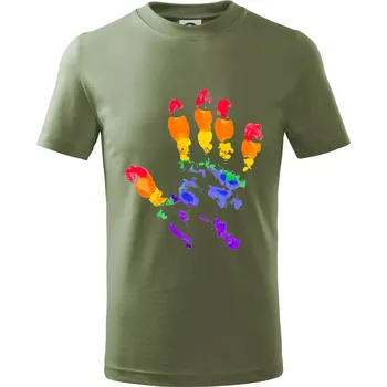Chlapecké oblečení LGBT hand print - Tričko dětské bavlněné - 122 cm/6 let ( Khaki )