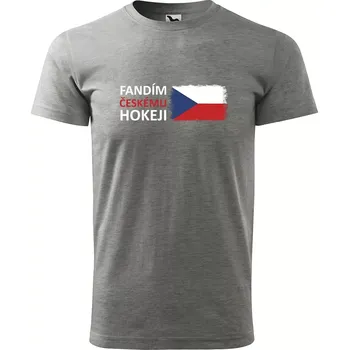 Pánské tričko Sablio Tričko s potiskem Fandím českému hokeji - šedé 2XL