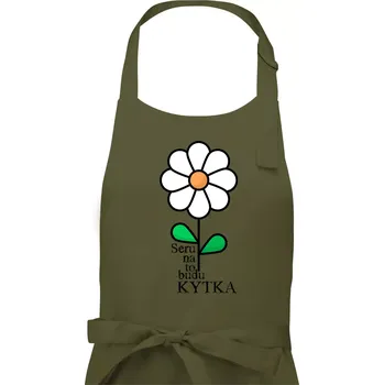 Kuchyňská zástěra Seru na to, budu kytka - Pomněnka - Dámská zástěra na vaření - Univerzální velikost ( Khaki )