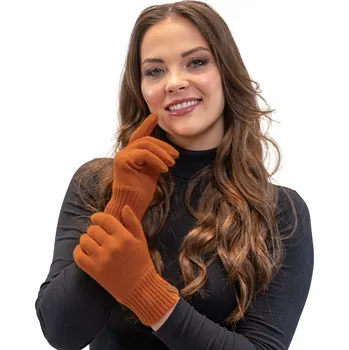 Rukavice Dámské pletené rukavice teplé zimní oranžové Vivisence 7014R