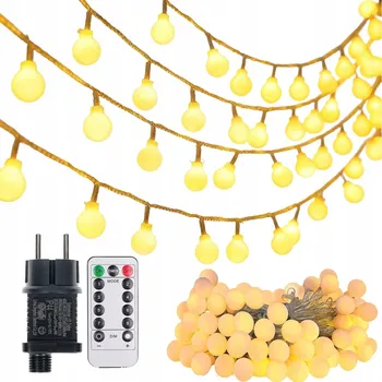 Vánoční dekorace VÁNOČNÍ OSVĚTLENÍ NA STROMEČEK KULIČKY LED NA BATERIE S DÁLKOVÝM OVLADAČEM V SADĚ - 8 REŽIMŮ