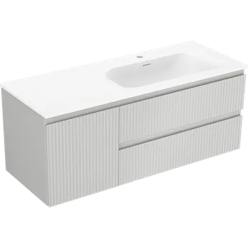 Koupelnový nábytek Mexen Rivel koupelnová skříňka 120 cm s umyvadlem Vela pravá, 2S, 1D, vroubkovaná, šedá/bílá mat - 91A23-12047-3-BBFFF62-W23P01 Skříňky s umyvadlem