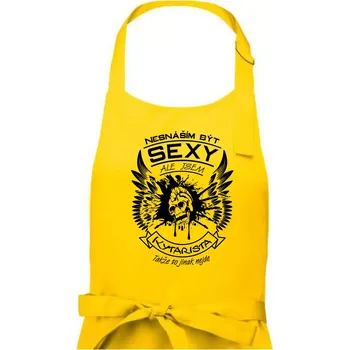 Kuchyňská zástěra Nesnáším být sexy - kytarista - Pánská zástěra na vaření - Univerzální velikost ( Žlutá )