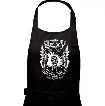 Kuchyňská zástěra Nesnáším být sexy - kytarista - Pánská zástěra na vaření - Univerzální velikost ( Černá )