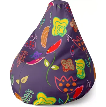 Sedací pytel Sablio Sedací vak Pear Nakreslené květiny - 70 x 95 x 15 cm