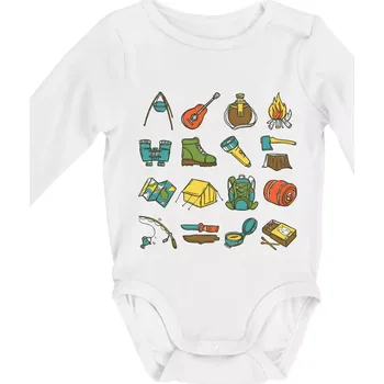 Kojenecký body Camping set - Body kojenecké s dlouhým rukávem - Dlouhý r. do 3 měs ( Bílá )