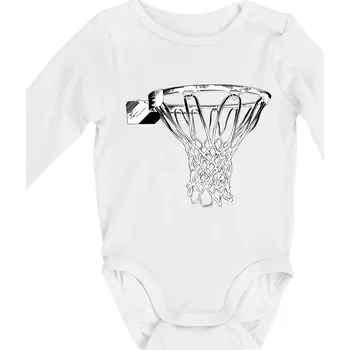 Basketbalový koš - Body kojenecké s dlouhým rukávem - Dlouhý r. 3-6 měs ( Bílá )