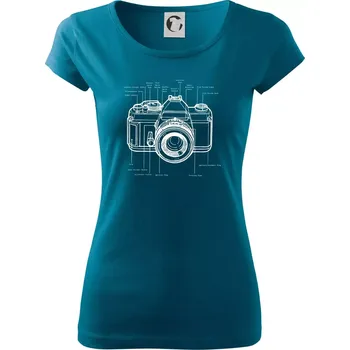Dámské oblečení Nákres starý fotoaparát - Dámské triko Pure - XL ( Petrolejová )