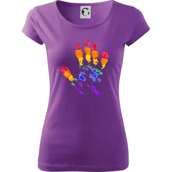 Dámské tričko LGBT hand print - Dámské triko Pure - XL ( Fialová )