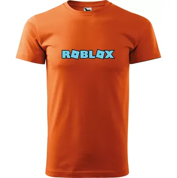 Pánské tričko Sablio Tričko s potiskem ROBLOX modrý text - oranžové L