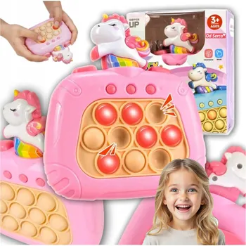 POP IT HRA POP IT DOVEDNOSTNÍ ANTISTRESOVÁ pexeso JEDNOROŽEC světlo zvuk růžová