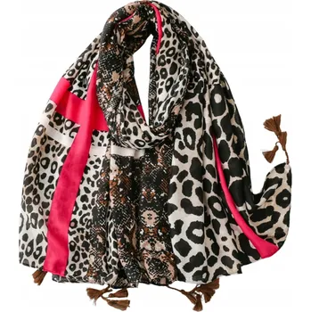 Dámské spodní prádlo KAMEA dámská šála 180x90 panterka hadí vzor fuchsiová 100% viskóza elegantní
